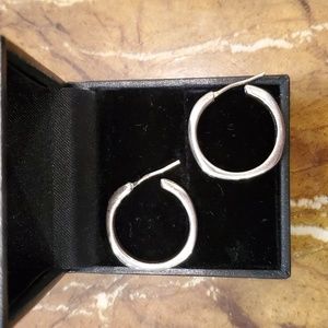 Authentic tiffany square hoop 925 sliver earrings
